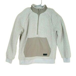 Athletic Works Boy's Sherpa Jacket L Gray 1/4 Zip Soft Warm Kangaroo Pocket